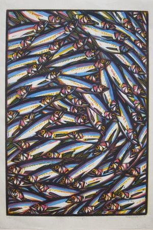 Künstlerische Arbeit von Fritz Schade mit Fischen